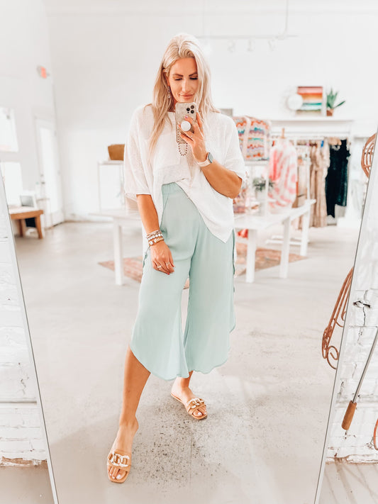Luna Wide Leg Pants- Sage