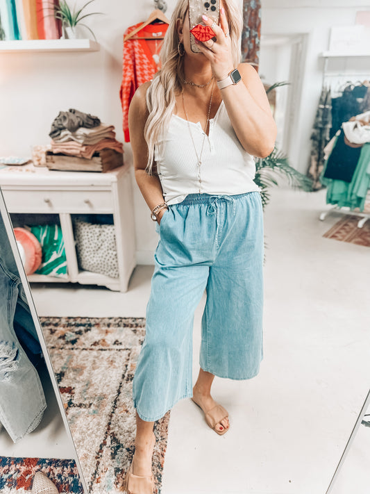 Kasey Wide Leg Denim Pant