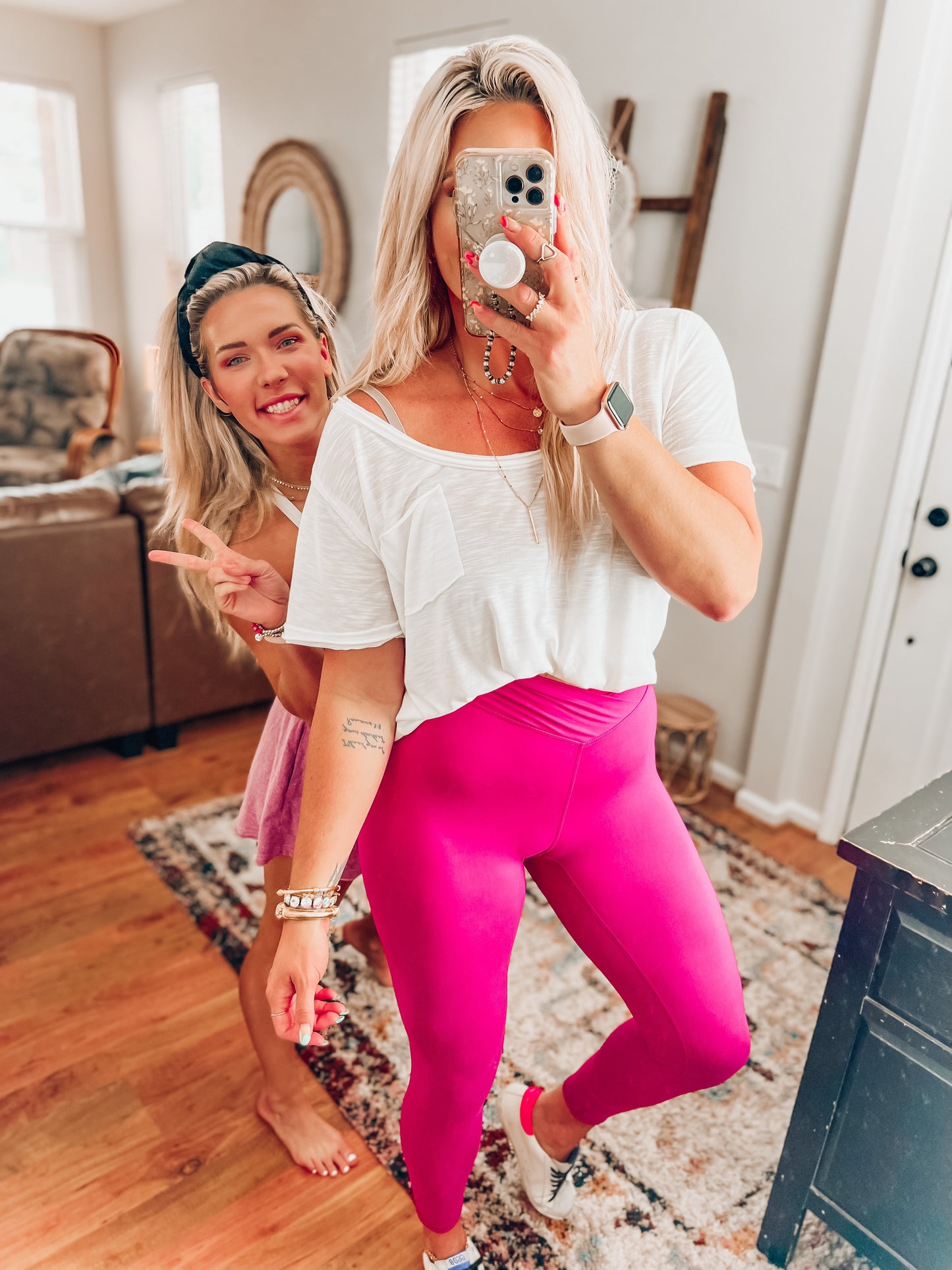 Aspen V Leggings- Raspberry
