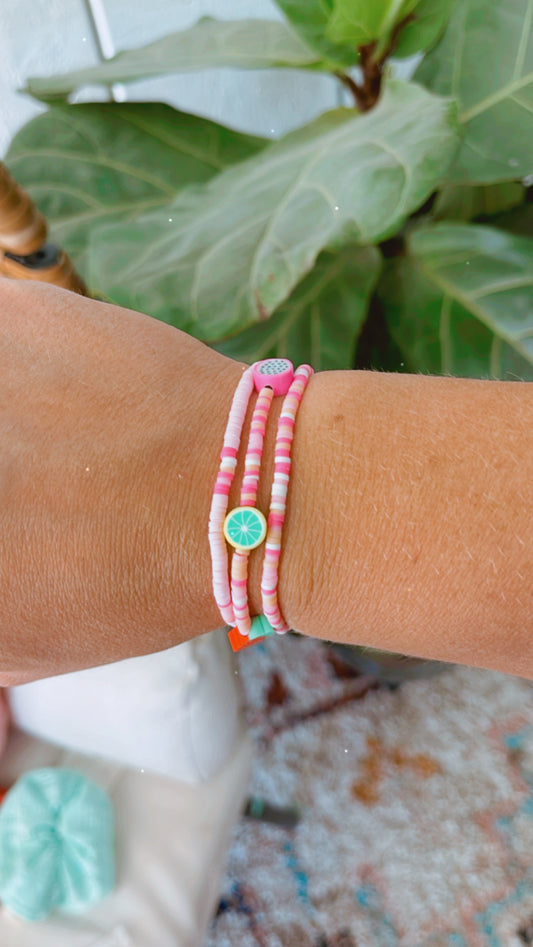 Pink Fruit Bracelet Set