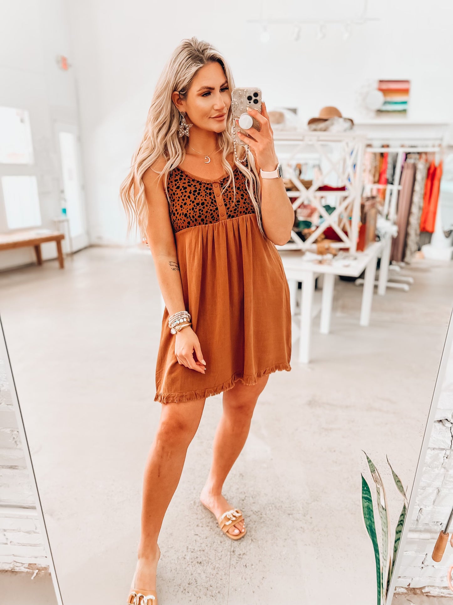Sydney Button Dress- Coffee