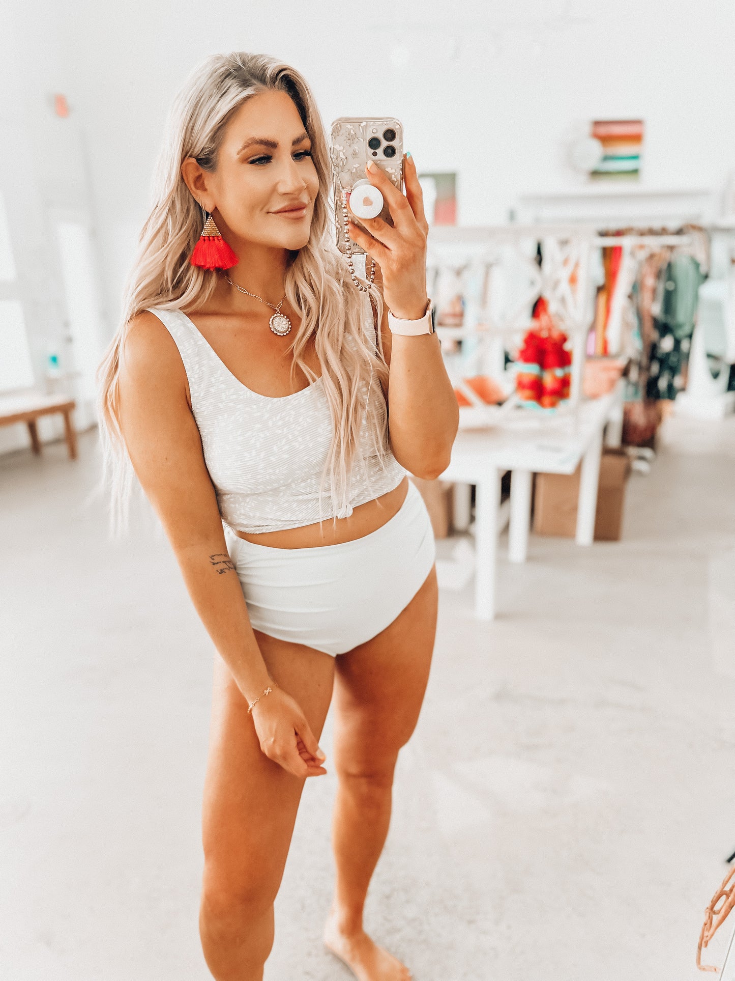 Sage Leaf Ribbed Swim Top