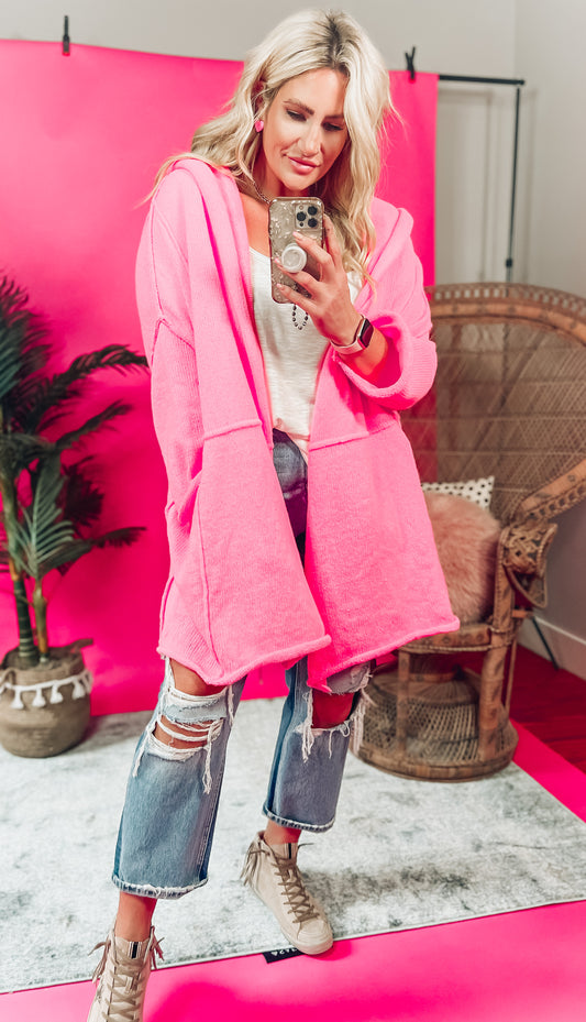 Darcy Pink Hooded Cardi